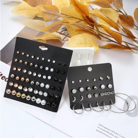 Kakonia 93 Pairs Assorted Multiple Stud Earrings Set for Women Cute Simple Faux Pearl Hoop Earrings Bar Moon Star CZ Stud Earring Jewelry