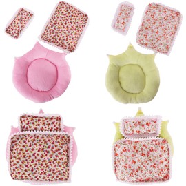 6 Pcs Bedding Set for 17cm Plush Dolls for Labu, 2 Sets Doll Accessories Include Pillow, Blanket, Mat, Suitable for 10-17cm Plush Dolls, Pretend Play Gifts for Girls