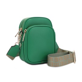 Mali+Lili Crossbody Bag for Women Vegan leather Triple Zip Crossbdoy Shoulder Purses with Wide Strap(Kelly Green)