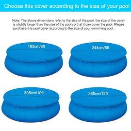 Round Pool Cover, Covers for Above Ground Pools, Pool Cover Dust Protection for 183 cm / 6 ft Inflatable Pools, Solar Tarpaulin Solar Cover