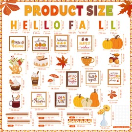 Honoson Fall Bulletin Board Decorations Set Fall Bookshelf Bulletin Board Classroom Decor Library Autumn Coffee Cup Pumpkin Maple Leaves Cutouts for Thanksgiving Harvest School Classroom Decoration