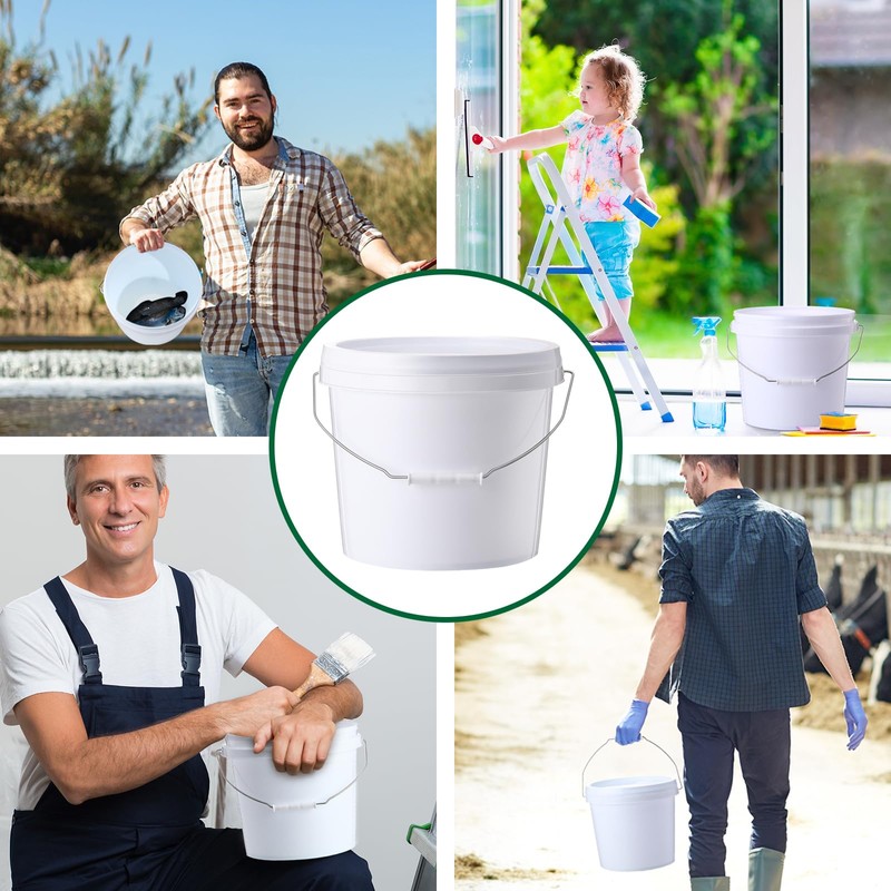 Tioncy 24pcs 2 Gallon Plastic Bucket with Lid Heavy Duty