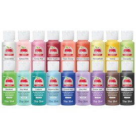 Apple Barrel, Colección Pastel Dreams & Vivid Wonders de Pintura Acrílica para Manualidades, Promotck, 2 fl oz cada una, 18 colores mate variados, 18 