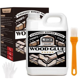 Meuvcol Wood Glue 1 Gallon, Ultimate Wood Glue for Furniture Heavy Duty, Furniture Glue for Woodworking,Crafts, Clear Strongest Glue for Wood, Extra Strength White Adhesive for Cabinets, Chair Legs