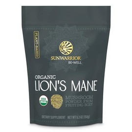 Sunwarrior Lions Mane Supplement Organic Mushroom Powder | Lion's Mane Powder Focus Supplement Mushroom Tea | 150g Pouch 60 Servings | Be Well