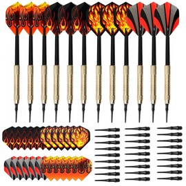 hioseyre Dart Needle Set,12 Soft Tip Darts,24 Dart Tails,100 Plastic Tips with Storage Box,Safety Dart,Plastic Darts for Leisure and Entertainment
