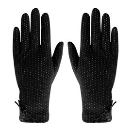 LYING UV Gloves, Women's, Summer, Smartphone Compatible, For Driving, Bicycle, Commuting, UV Protection, Dot Pattern, Stylish, Anti-Slip, Breathable, Thin, Mesh, Sunscreen Gloves, Anti-UV, Rough,