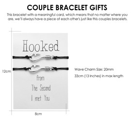 Couple Bracelets Gifts for Him and Her, Matching Fish Hook Bracelets for Couples Gifts for Boyfriend Girlfriend Husband Wife Valentine's Day Anniversary Christmas Gifts Long Distance Relationship