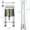 elfinrm Folding Telescoping Ladder 12.5FT Aluminum Extendable Ladder One Button