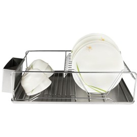 GPCT Stainless Steel Dish Rack & Removable Drain Board. Keeps Utensils, Dishes, Bowls, Spoons, Forks & Knifes Dry & Organized! 12 Dish Slots, Side Cup Slot, Tray, Cutlery Dish Drainer- EASY ASSEMBLY