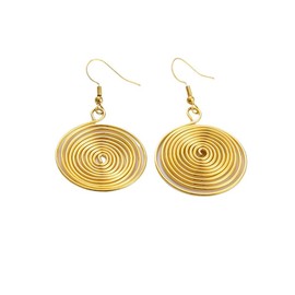 Round Spiral Swirl Dangle Drop Statement Hook Earrings for Women Gold Vintage Dainty Geometric Stainless Steel Hypoallergenic Lightweight Hollow Circle Dangling Earring Trendy Jewelry for Wife Mom
