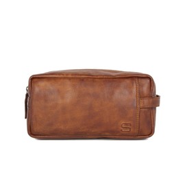 SPIKES & SPARROW Toiletry Bag Genuine Leather Men's 021826, Cognac, One size, Casual and casual