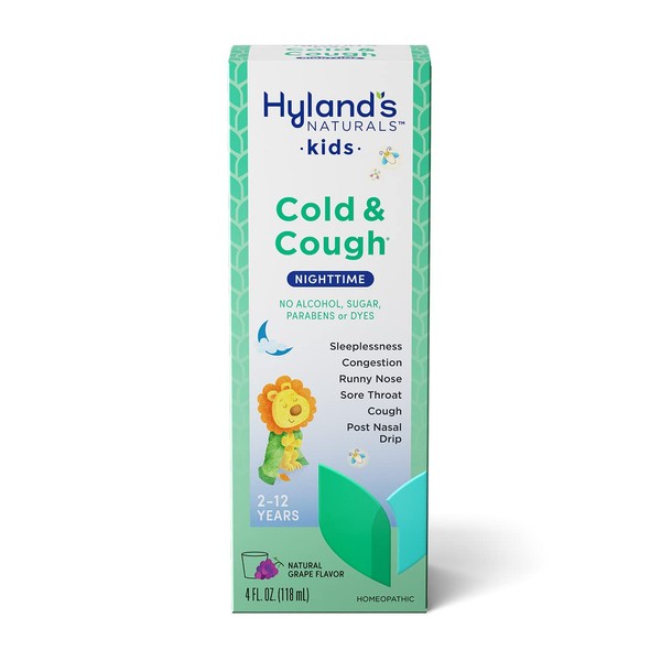 Cold Medicine for Kids Ages 2+ by Hylands, Cold and Cough 4 Grape, Nighttime, for Decongestant, Allergy and Common Cold Symptom Relief, 4 Fl Oz Each