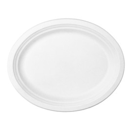 Responsible Products 12 x 10 inch Oval Platters I Tree-Less™ Compostable Molded Fiber Oval Plates I Extra Strength I No Added PFAS I Classic White (50 Count)