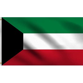 DMSE Kuwait Flag 3X5Ft Foot 100% Polyester 100D Kuwaiti Flag