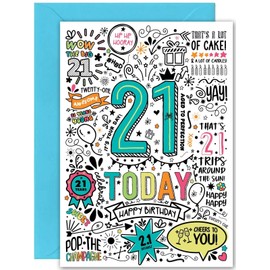 21st Birthday Card - Large A5 Size - Fun b'day card for Granddaughter Son niece