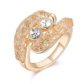 Aprilery Rose Gold Initial Rings for Women, Fashion CZ Crystal Cross Statement Chunky Ring Band Cocktail Costume Jewelry for Teen Girls Gifts (Spoon, 8)