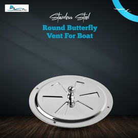 MARINE CITY Portable 304 Grade Stainless Steel Polished Round Butterfly Vent with Center Knob Shutter Vent (6 Inches)