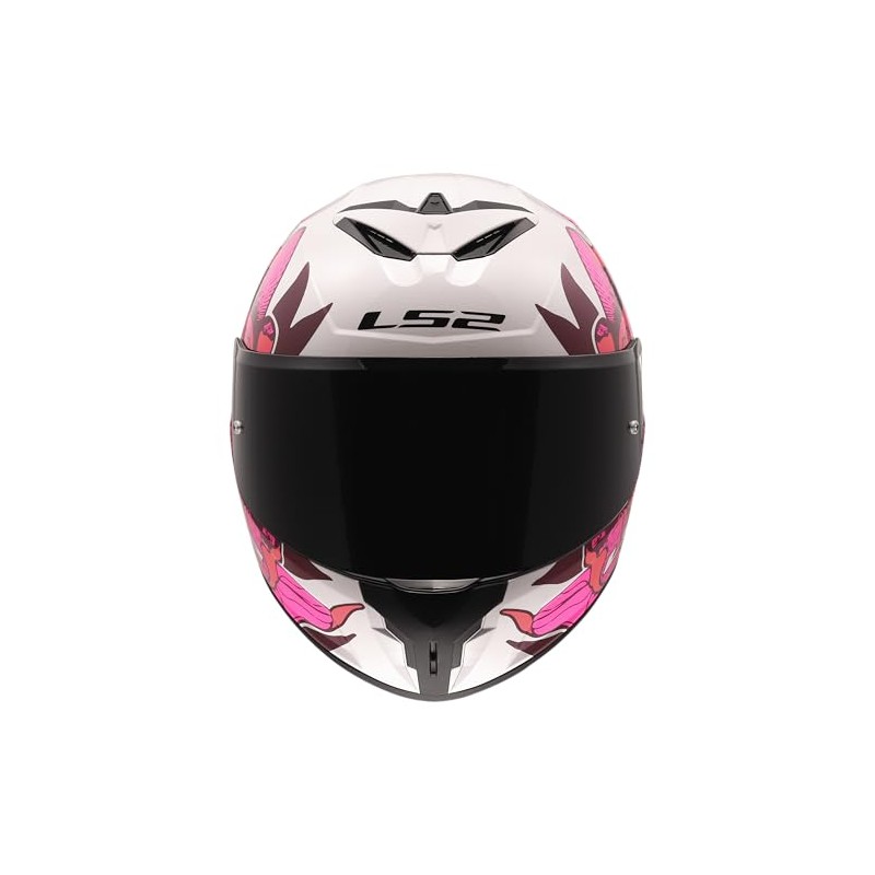 LS2, RAPID III POPPIES II Integral Motorcycle Helmet White Pink