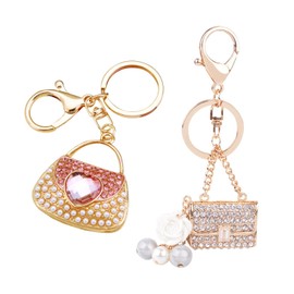 2 Pieces Bag Shape Keychains, Women's Keychains, Creative Keychains, Metal Keychains, Rhinestone-Encrusted Keychains