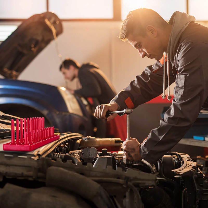 AIUITIO 6PCS Socket Organizer Tray Set, Red SAE & Black