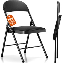 Fenbeli Padded Folding Chairs Set of 2 for Couples, Holds 330 Pounds Each, Heavy Duty Fabric Folding Dining Chairs with Double-Braced Steel Frame for Kitchen Balcony Small Apartment
