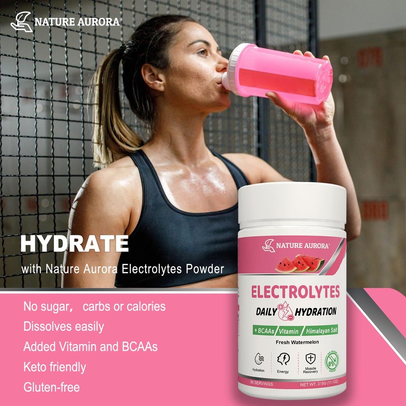 Electrolytes Powder No Sugar, Fresh Watermelon Electrolyte Powder, Hydration Powder,