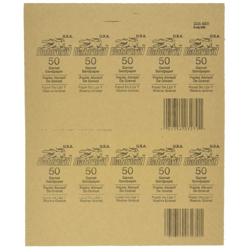 Gator 9" x 11" Bare Wood Sanding Sheets, 50 Grit,