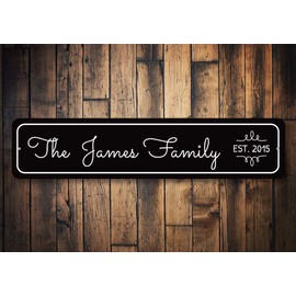 Wedding Sign, Established Date Sign, Custom Family Name Sign, Wedding Last Name Aluminum Decor - 6" x 24"