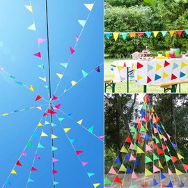 Flushbay Triangle Flag Garland, 160m Colorful Garland, Camping, Party, Birthday, Wedding, Sports Festival, Festival Decoration, Store Decoration, Nylon, 5 Colors, 300 Flags (A)