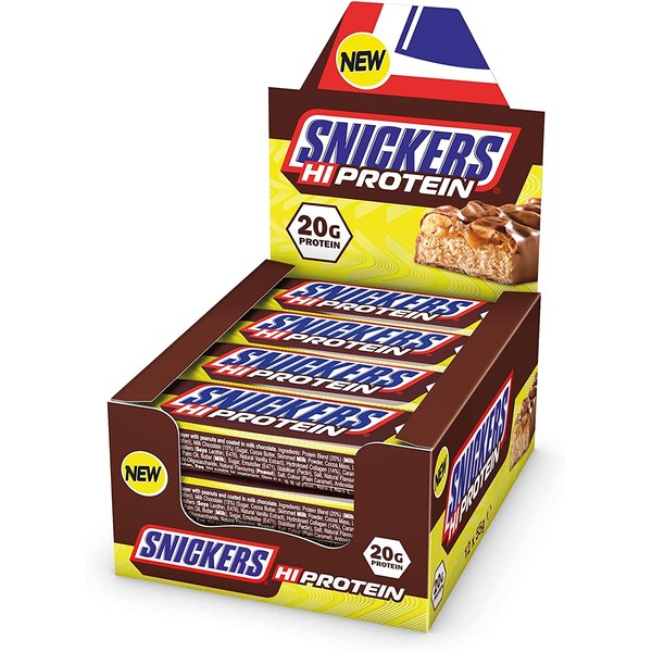 Snickers High Protein Bar (12 x 55g) - Snack with Caramel, Peanuts and Chocolate Milk - Contains 20g Protein