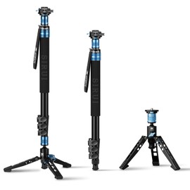 SIRUI 75.8" Monopod with Feet, Professional Aluminum Travel Monopod for Cameras with Quick Release Plate, Max Load 33lbs, Compatible with Sony Canon Nikon DSLR Camera, AM-404FL+QC-55