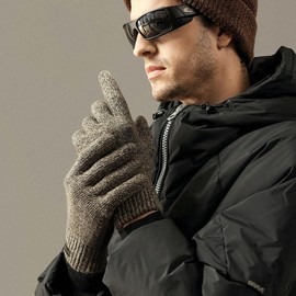 Guantes de punto de lana cálida para dedos completos, unisex, guantes de punto de invierno cálidos para trabajar, correr, andar en bicicleta, conducir