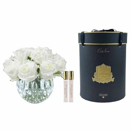 Cote Noire-Luxury Round 13 Rose Bud Bouquet White