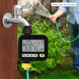 Watering Timer, Sprinkler Timer System with Rain Sensor & 3 Separate Watering Programs, Auto/Manual Modes Water Timer Hose Timers Drip Irrigation Timer for Yard Garden Lawn Watering
