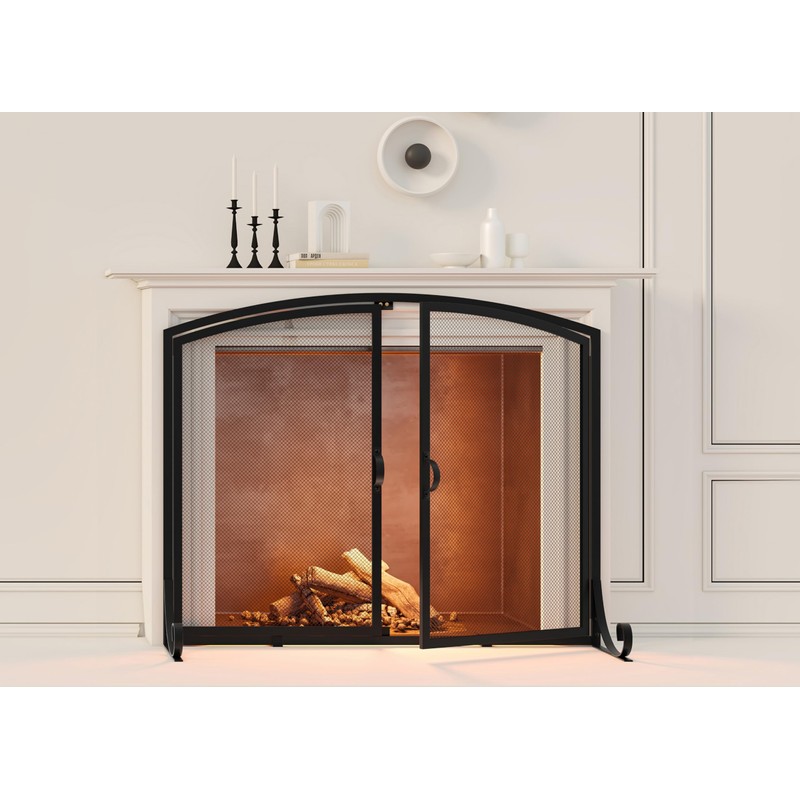 Calidola Fireplace Screen with Doors, 35" W x 28" H,