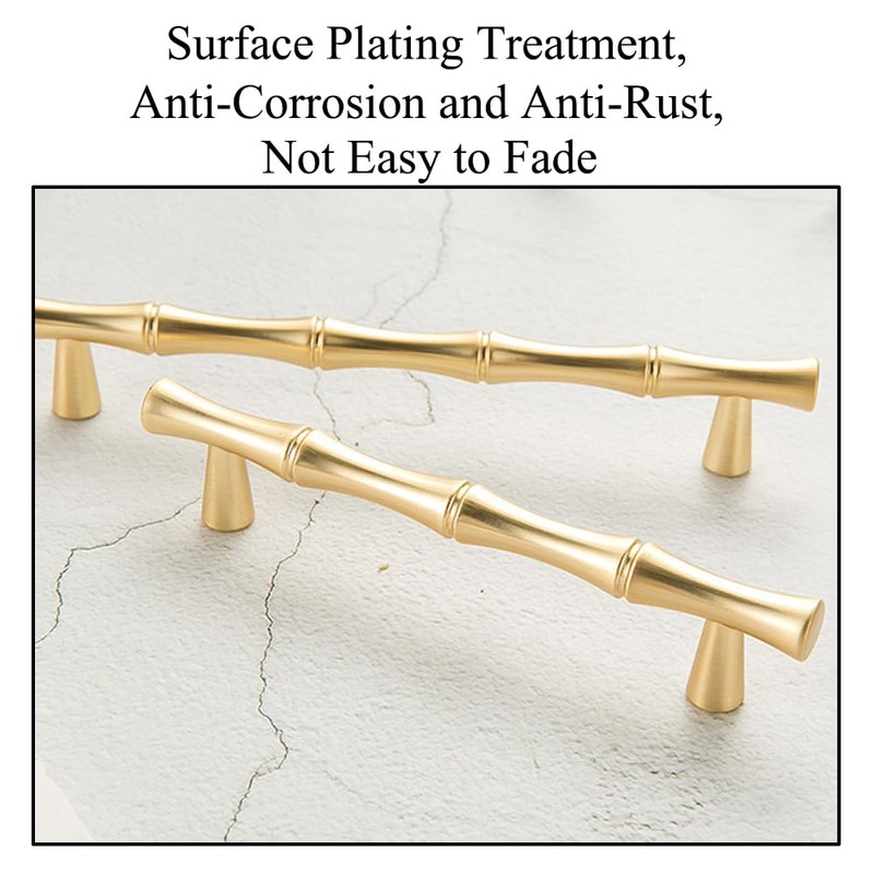 TopHomer Model B, 6Pcs Gold Brass Bamboo Knob, Zinc Alloy