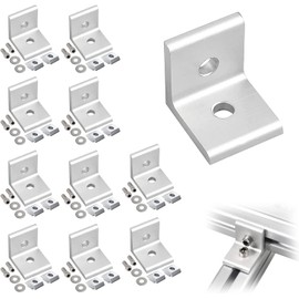 Aluminium Profile Mounting Material Set, 30 x 30 Corner Connectors, Aluminium Profile Corner Connectors, Angle Connectors, for Attaching Aluminium Profiles (Aluminium) (30 x 30 x 27 mm)