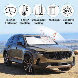 YYCKE Windshield Sun Shade Accessories Compatible with 2023 2024 CX-50 CX50 for Mazda Foldable Sunshade Sun Visor Blocks UV