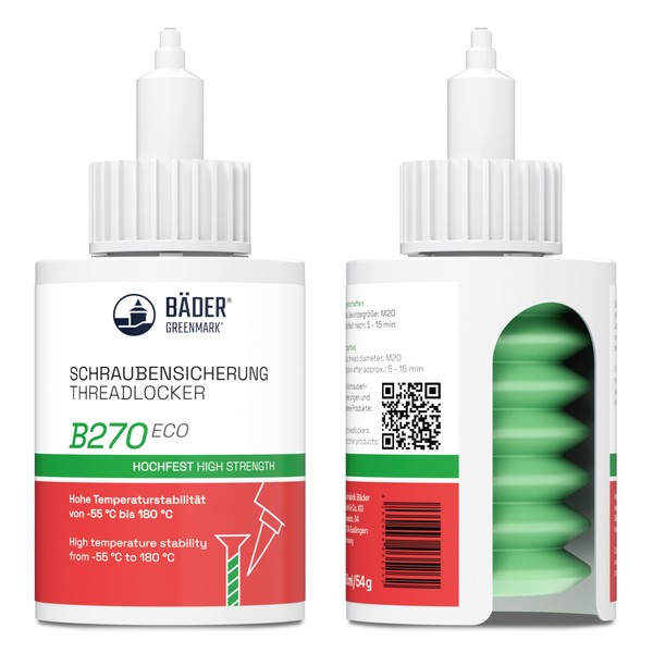 BÄDER Threadlocker B270Eco High Strength Green 50ml bottle - High