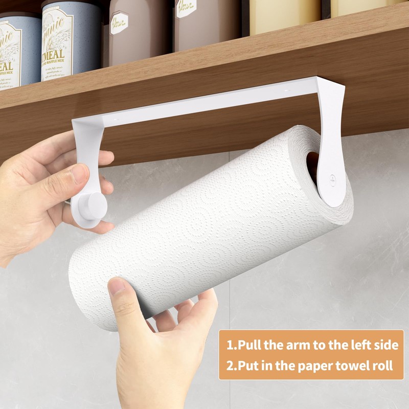 Paper Towel Holder Under Cabinet, White Kitchen Accessories Decor, Wall