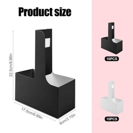 20pcs 2 Cup Coffee Carrier with Handle, Disposable Cardboard Two Cup to Go Drink Holder for Hot/Cold Drinks, Foldable Paper Food Milk Tea Caddy Tray for Delivery, Takeout, Cafes (Black/White)