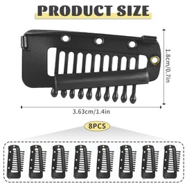 8Pcs Hair Chunni Clips with Safety Pin, 10-Tooth Stainless Steel Dupatta Clips, DIY Hair Wig Clips Setting Chunni Clip for Women