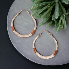 Howard's Silver Hoop Earrings - Wild Spirit Hammered Silver Hoop Earrings for Women, Intricate Copper Detailing, Womens Hoops for Any Occasion, Hooped Earring Pair