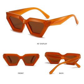 TOEECY Women Sunglasses UV 400 Glasses Polygonal Retro Polarized Sunglasses Classic Shiny Frame Ladies Sun Glasses Eyewear Vintage 90s Trendy(Style F)