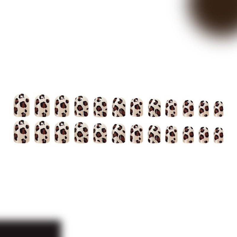 Aurora Leopard Glitter Stick On False Nails