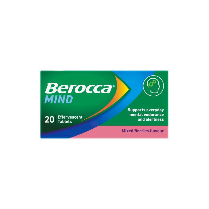 Berocca Mind Mixed Berries Effervescent Tablets, Vitamin B & C,