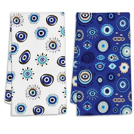 Modern Evil Eyes Hand Towels Set of 2 Decorative Hand Bath Towel for Bathroom Kitchen Accessories Hotel Spa Valentines Mothers Day Wedding Gifts 18 X 24 Inches