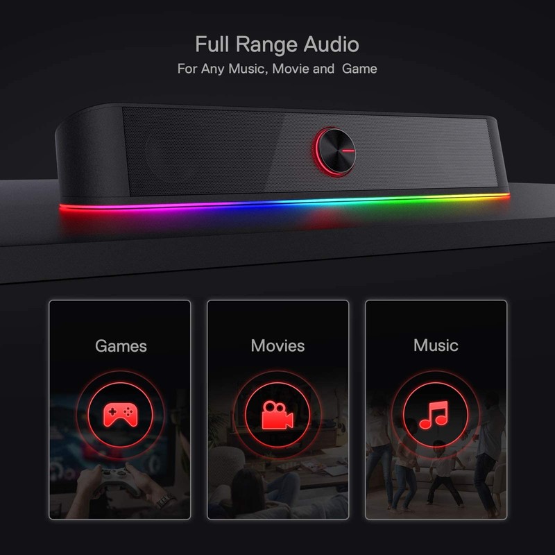 Redragon GS560 RGB Desktop Soundbar, 2.0 Channel Computer Speaker with