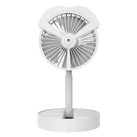 Mini Electric Fan 3 Wind Speeds Cooling Fan Brushless Motor Desktop Misting Fan USB Charging Port White